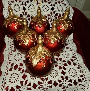 Large Red and Gold Ornate Christmas Ornaments
